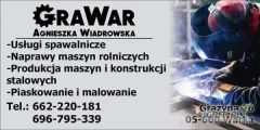 Witam zajmujemy się piaskowaniem, spawaniem, malowaniem, naprawianiem maszyn rolniczych. Robimy również nowe maszyny. Serdecznie...