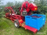 Mechaniczny zbiór wiśni otrząsarką firmy Weremczuk Maja.

